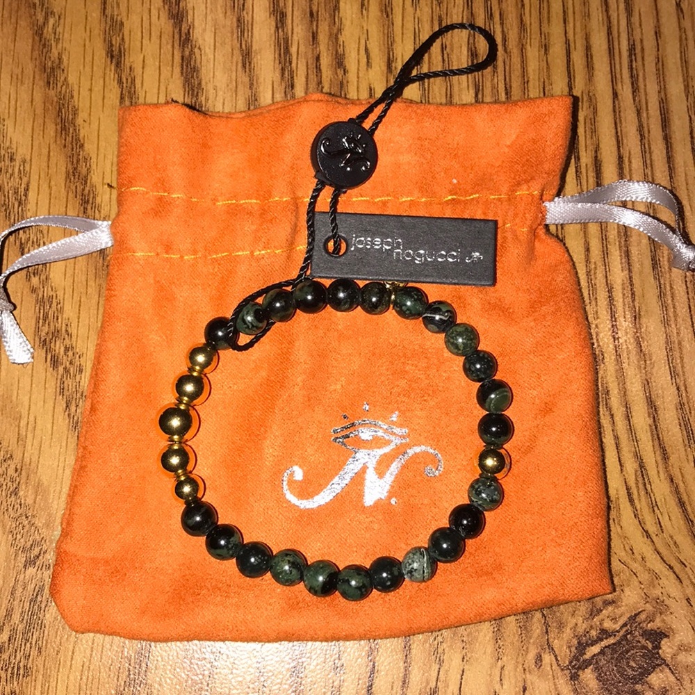 Joseph nogucci beaded bracelet green black & gold